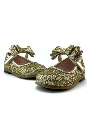 Sarı Simli Bilekten Bağlamalı Kız Çocuk Ayakkabı