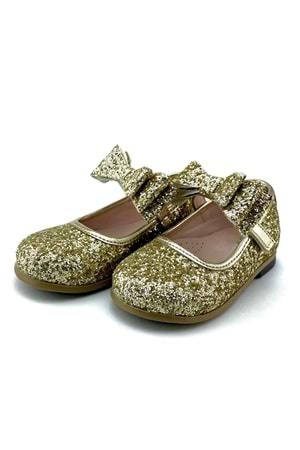 Sarı Simli Bilekten Bağlamalı Kız Çocuk Ayakkabı