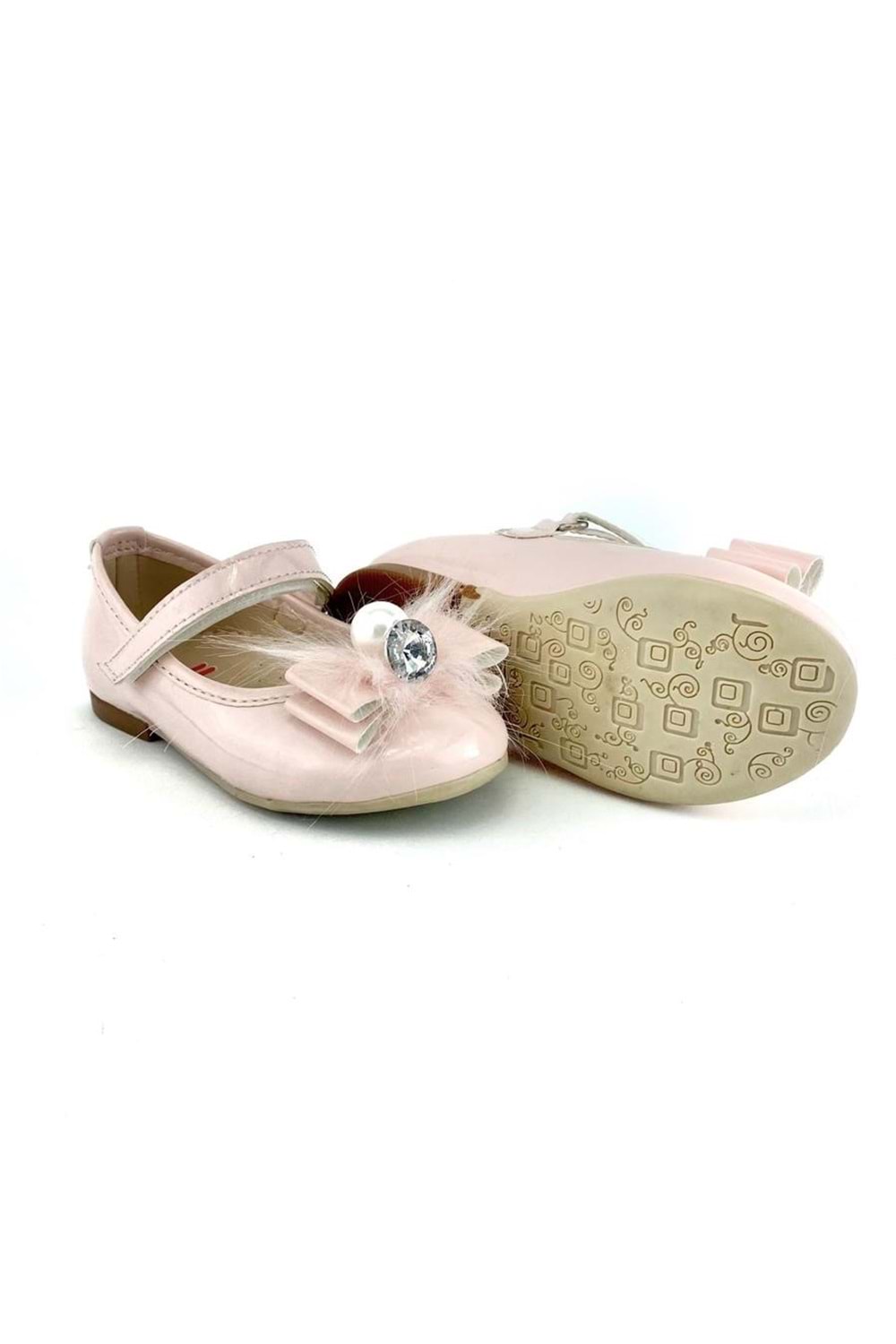 Rugan Tüylü Tokalı İncili Babet Ayakkabı