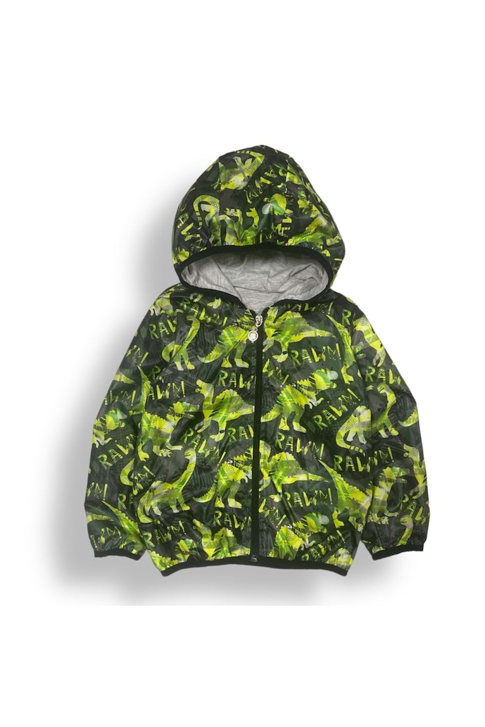 Renkli Dinozor Kapşonlu Yağmurluk Erkek