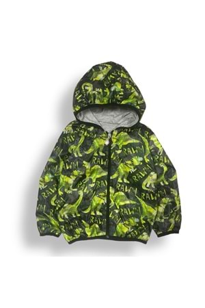 Renkli Dinozor Kapşonlu Yağmurluk Erkek
