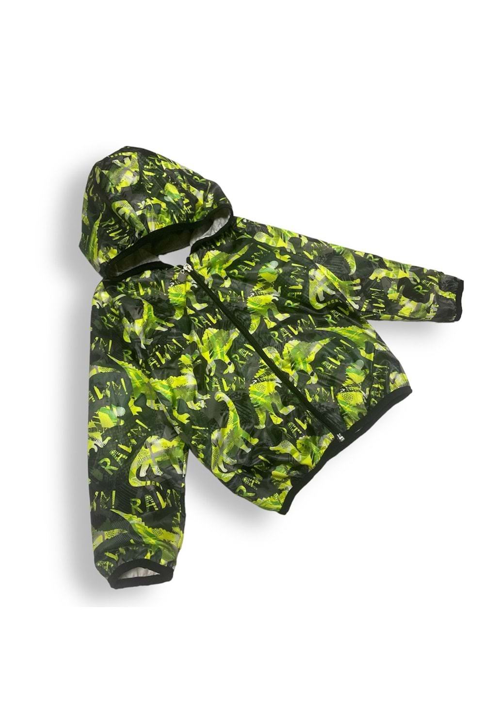 Renkli Dinozor Kapşonlu Yağmurluk Erkek