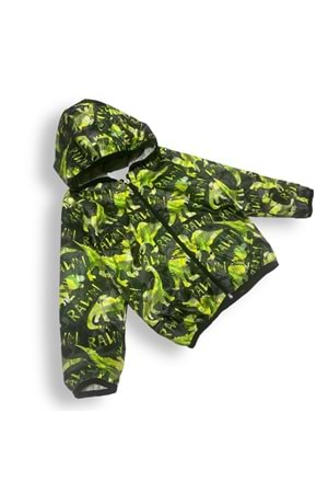 Renkli Dinozor Kapşonlu Yağmurluk Erkek