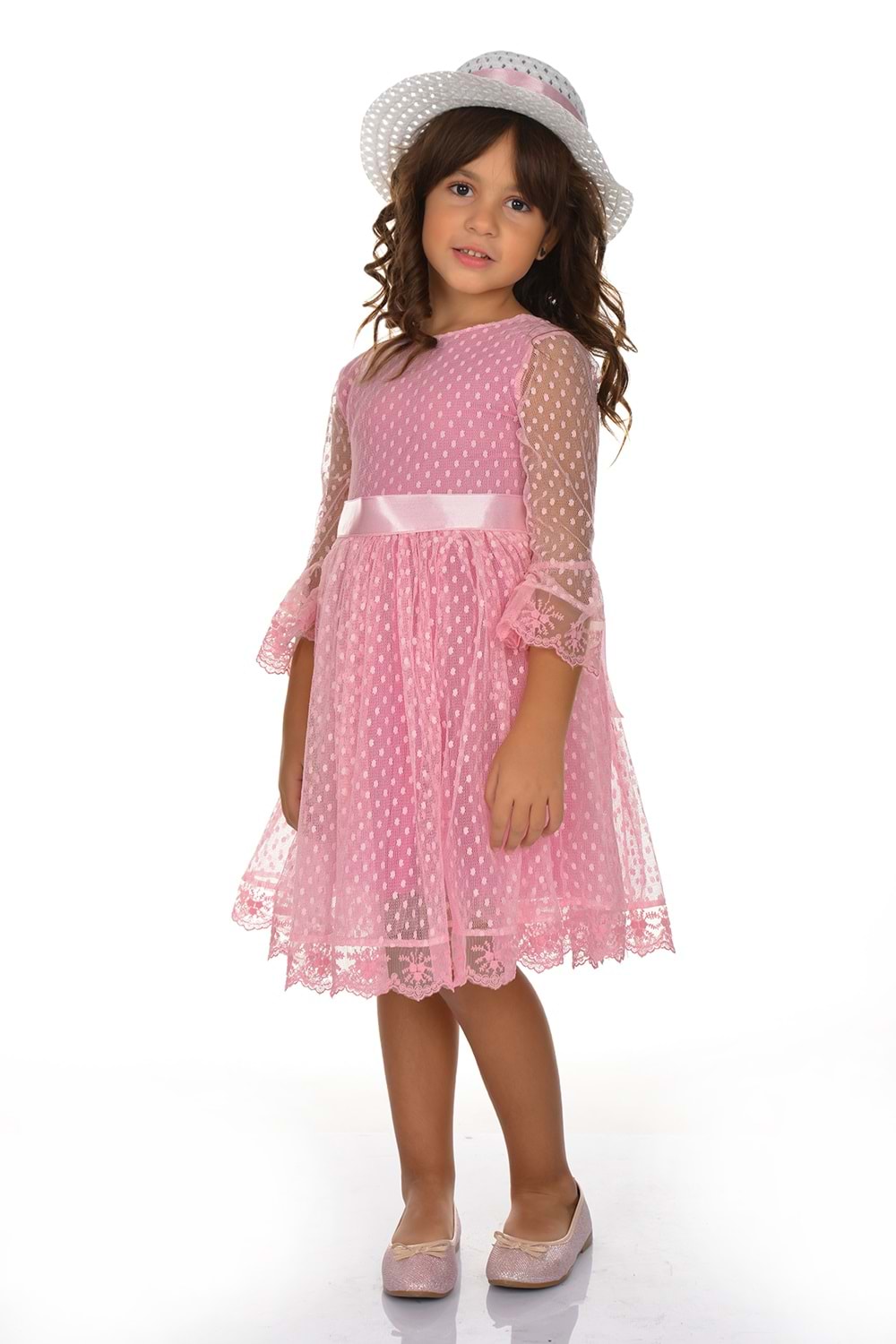 Double Şapka Fiyonk Puantiyeli Dönem Elbise