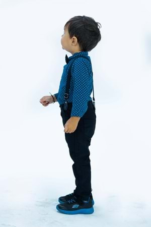 Gömlekli Alttan Çıtçıtlı Gabardin Pantolonlu Pamuklu Bebek Takım