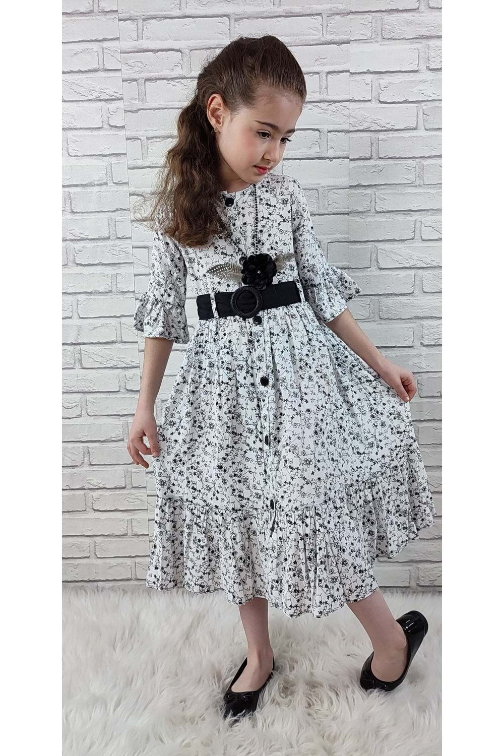 Vintage Basma Kız Çocuk Elbise