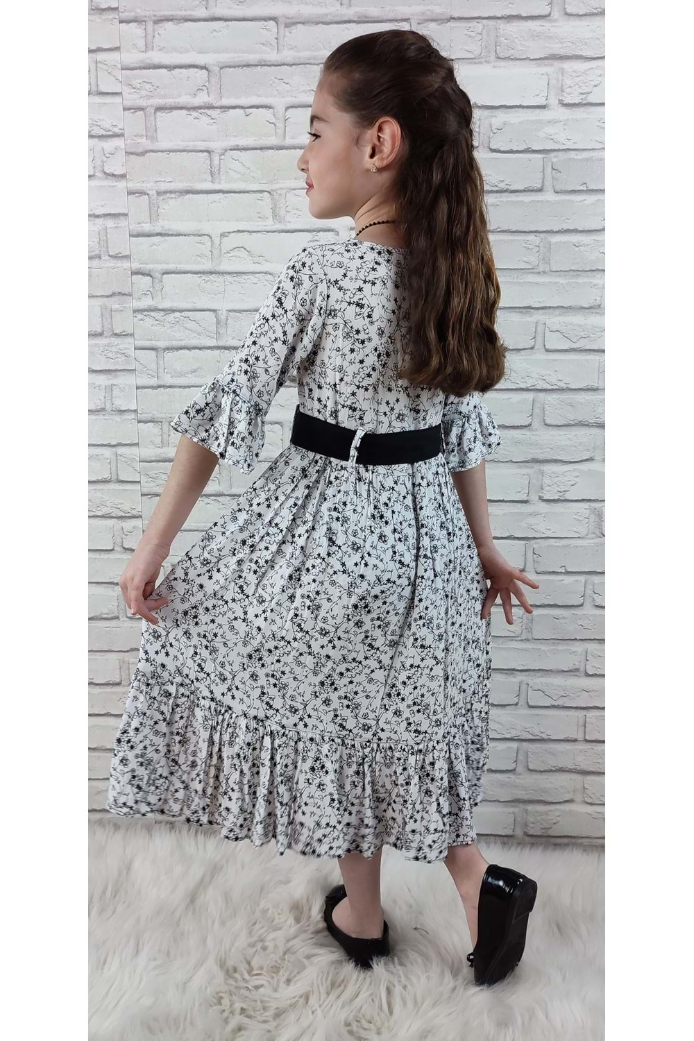 Vintage Basma Kız Çocuk Elbise