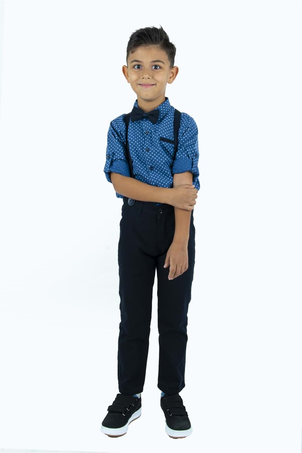 Uzun Pantolon Koyu Desenli Gömlek Erkek Çocuk Takımı