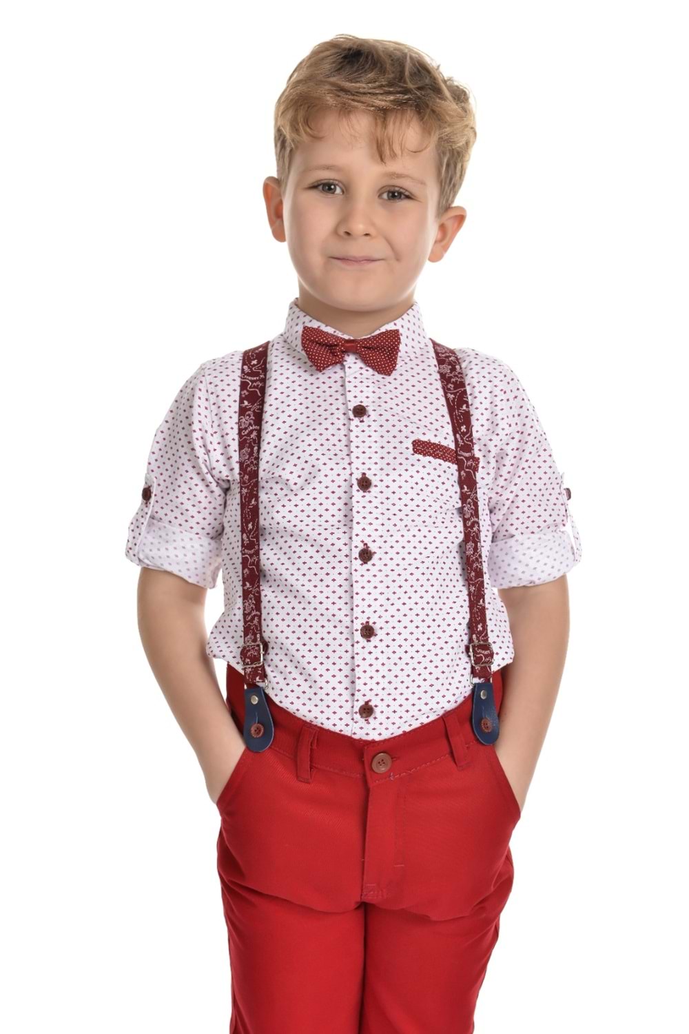 Renkli Pantolon Gömlekli Erkek Çocuk Takım