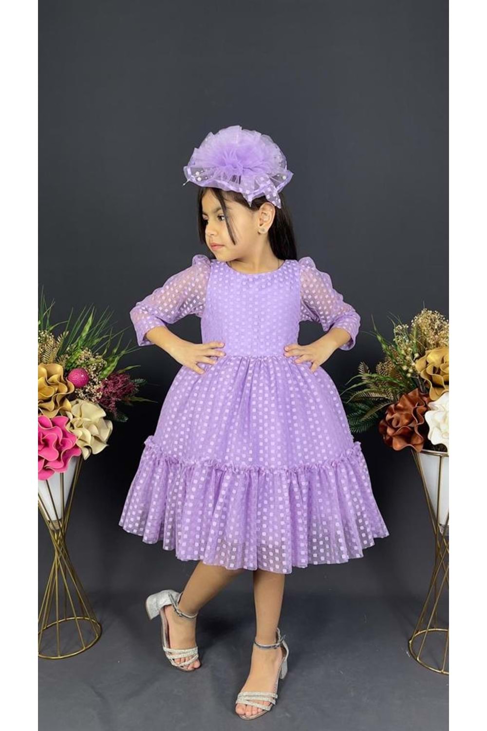 Katkat Prenses Dantel Tokalı Kız Çocuk Elbise