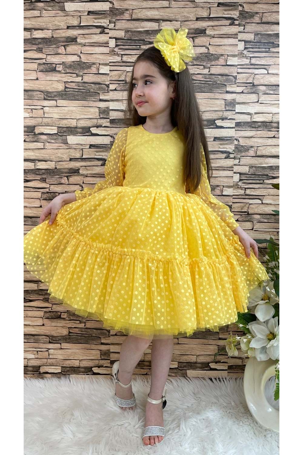 Katkat Prenses Dantel Tokalı Kız Çocuk Elbise