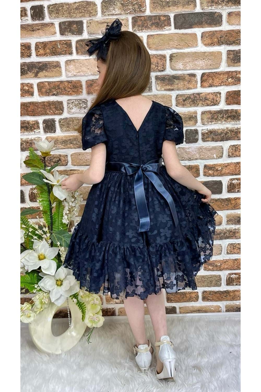 Papatya Dantel Kız Çocuk Elbise MNK0332