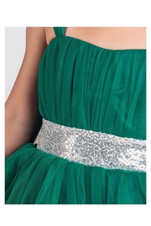 Sırt Gipeli Tütü Etek Kız Çocuk Saten Parti Abiye Elbise MNK0340