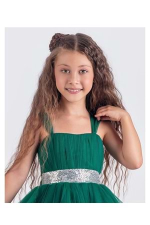 Sırt Gipeli Tütü Etek Kız Çocuk Saten Parti Abiye Elbise MNK0340