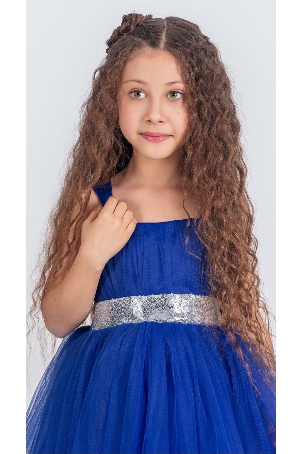 Sırt Gipeli Tütü Etek Kız Çocuk Saten Parti Abiye Elbise MNK0340