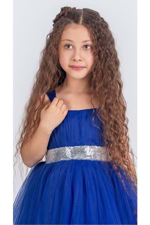 Sırt Gipeli Tütü Etek Kız Çocuk Saten Parti Abiye Elbise MNK0340