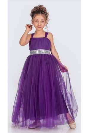 Sırt Gipeli Tütü Etek Kız Çocuk Saten Parti Abiye Elbise MNK0340