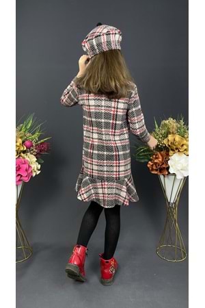 Kız Çocuk Şapkalı Kışlık Uzun Kol Elbise MNK0412