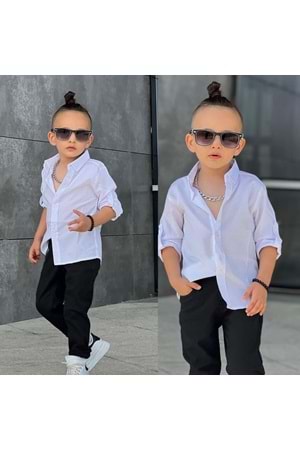 Tarz Gömlek Gabardin Pantolon Erkek Çocuk Takım MNK0422