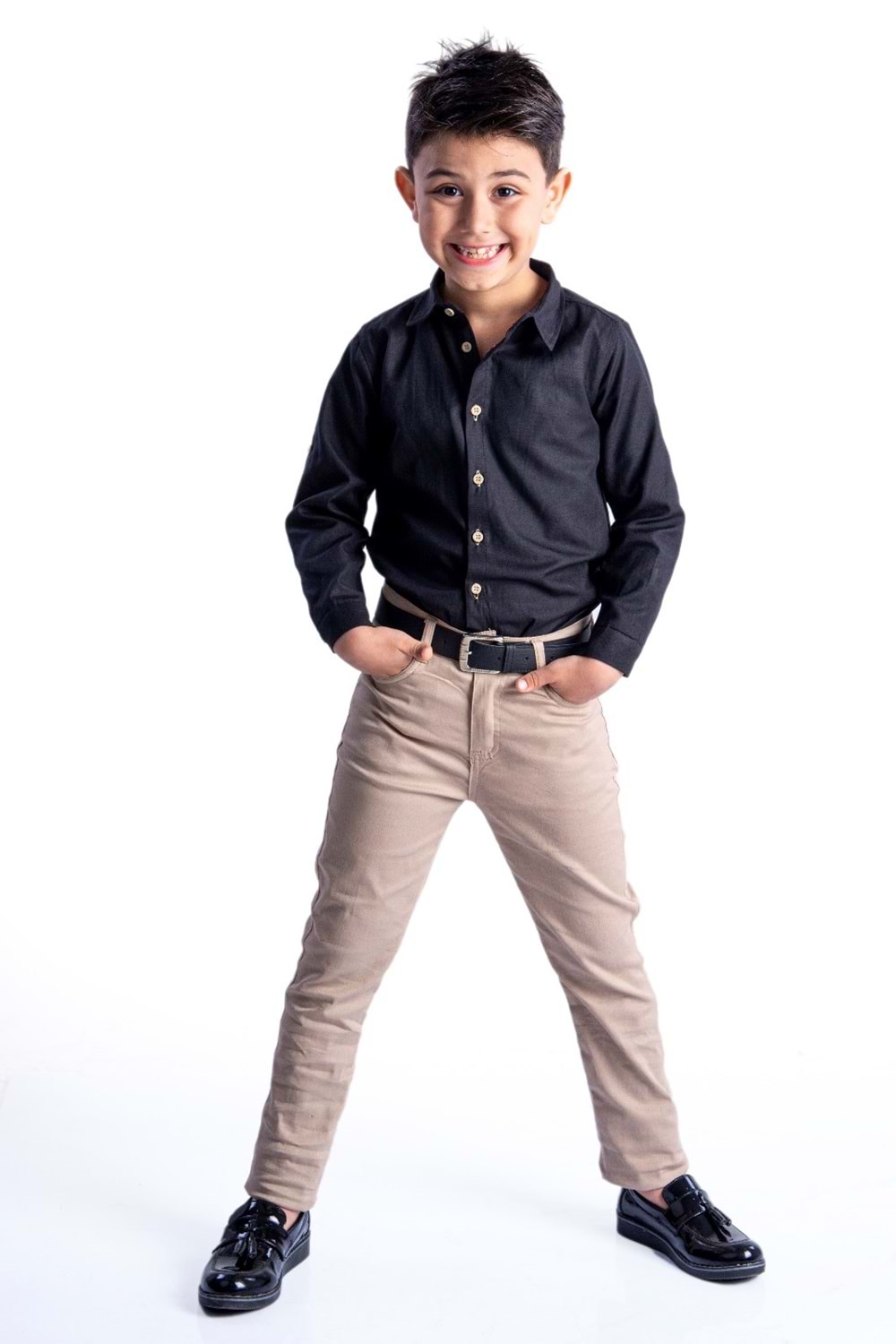 Apoletli Kollu Gömlek Tarz Erkek Çocuk Takım MNK0422