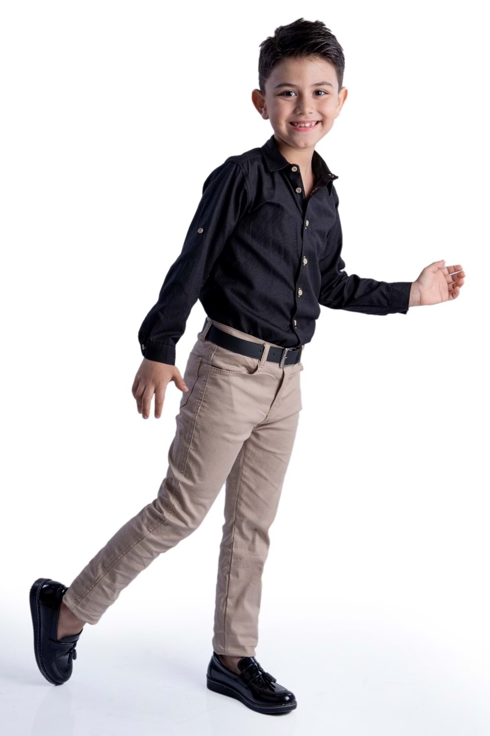 Apoletli Kollu Gömlek Tarz Erkek Çocuk Takım MNK0422