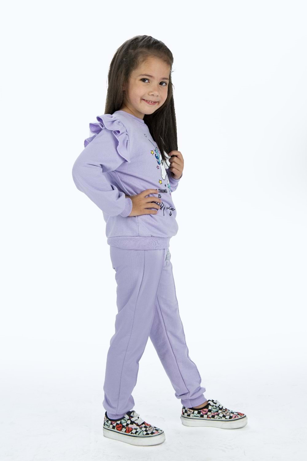 Kız Çocuk Atlı 2iplik Kumaş Eşofman Takımı MNK0427