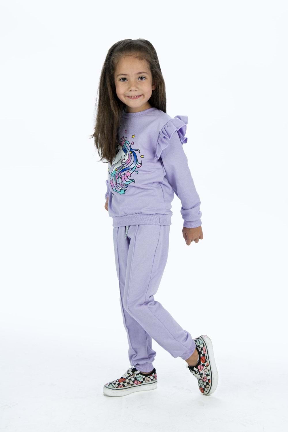 Kız Çocuk Atlı 2iplik Kumaş Eşofman Takımı MNK0427