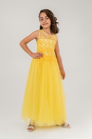 Güpür Model Gelinlik Çocuk Kolsuz Abiye MNK0469