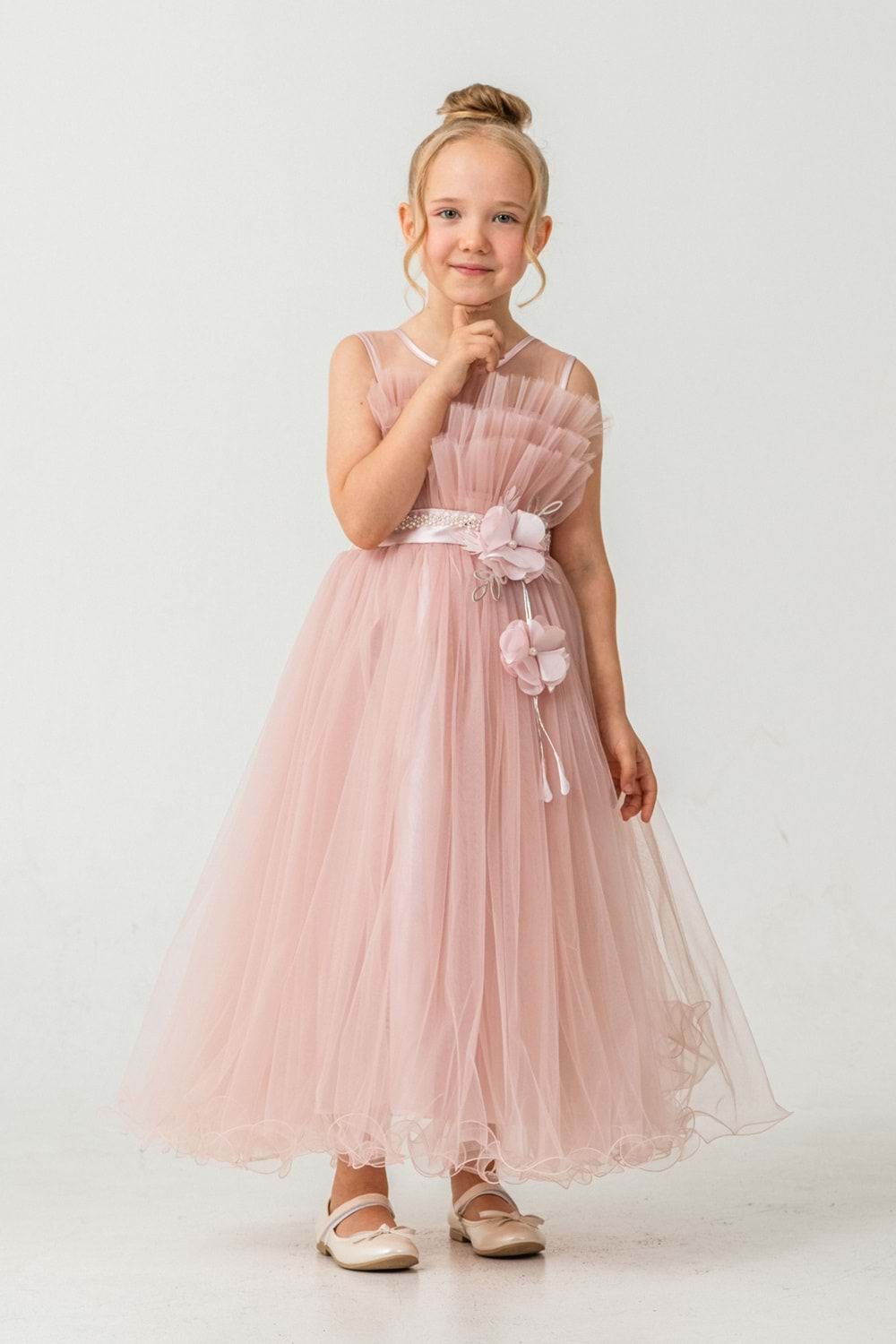 Kız Çocuk Robası Katlı Özel Gün Abiye Elbise MNK0475