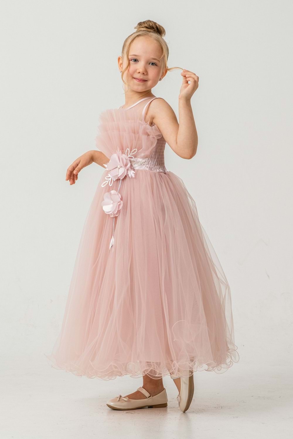 Kız Çocuk Robası Katlı Özel Gün Abiye Elbise MNK0475