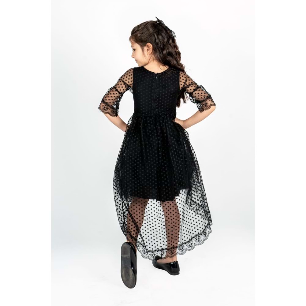 Kuyruklu Model Kız Çocuk Dantel Elbise MNK0482
