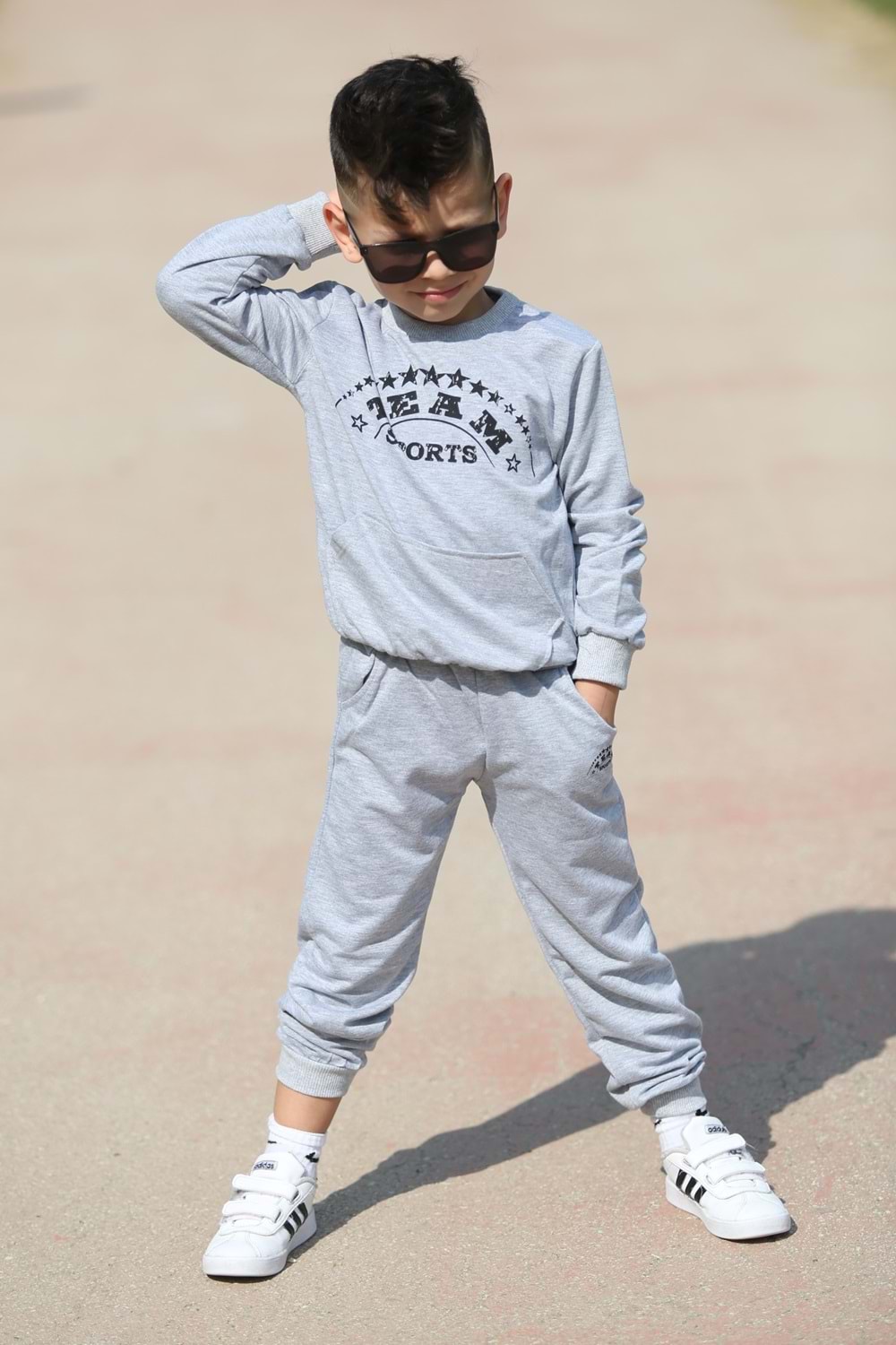 Sport Çocuk Kanguru Cepli 2iplik Mevsimlik Eşofman MNK0506