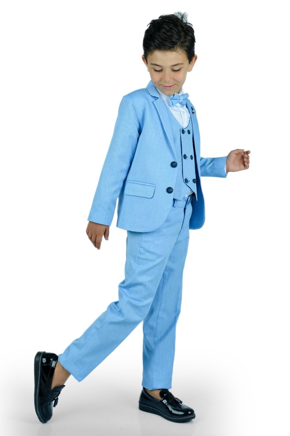 6 Düğme Yelekli Ceketli Çocuk Tam Takım Elbise MNK0523