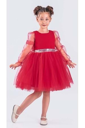 Kanatlı Kız Çocuk Şifon Kol Abiye MNK0534