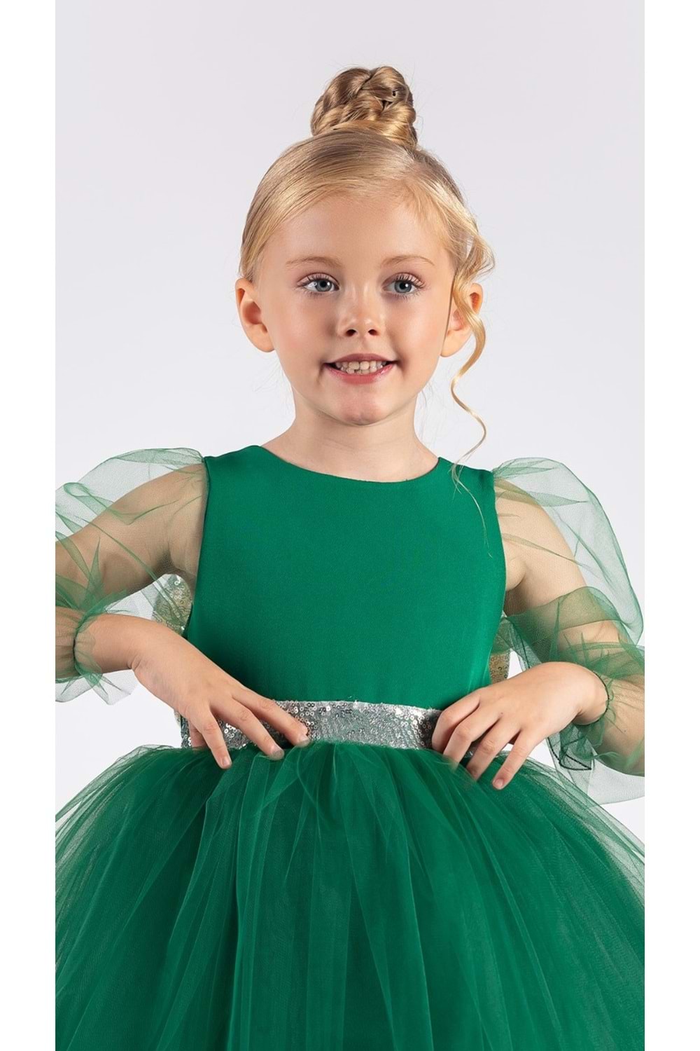 Kanatlı Kız Çocuk Şifon Kol Abiye MNK0534