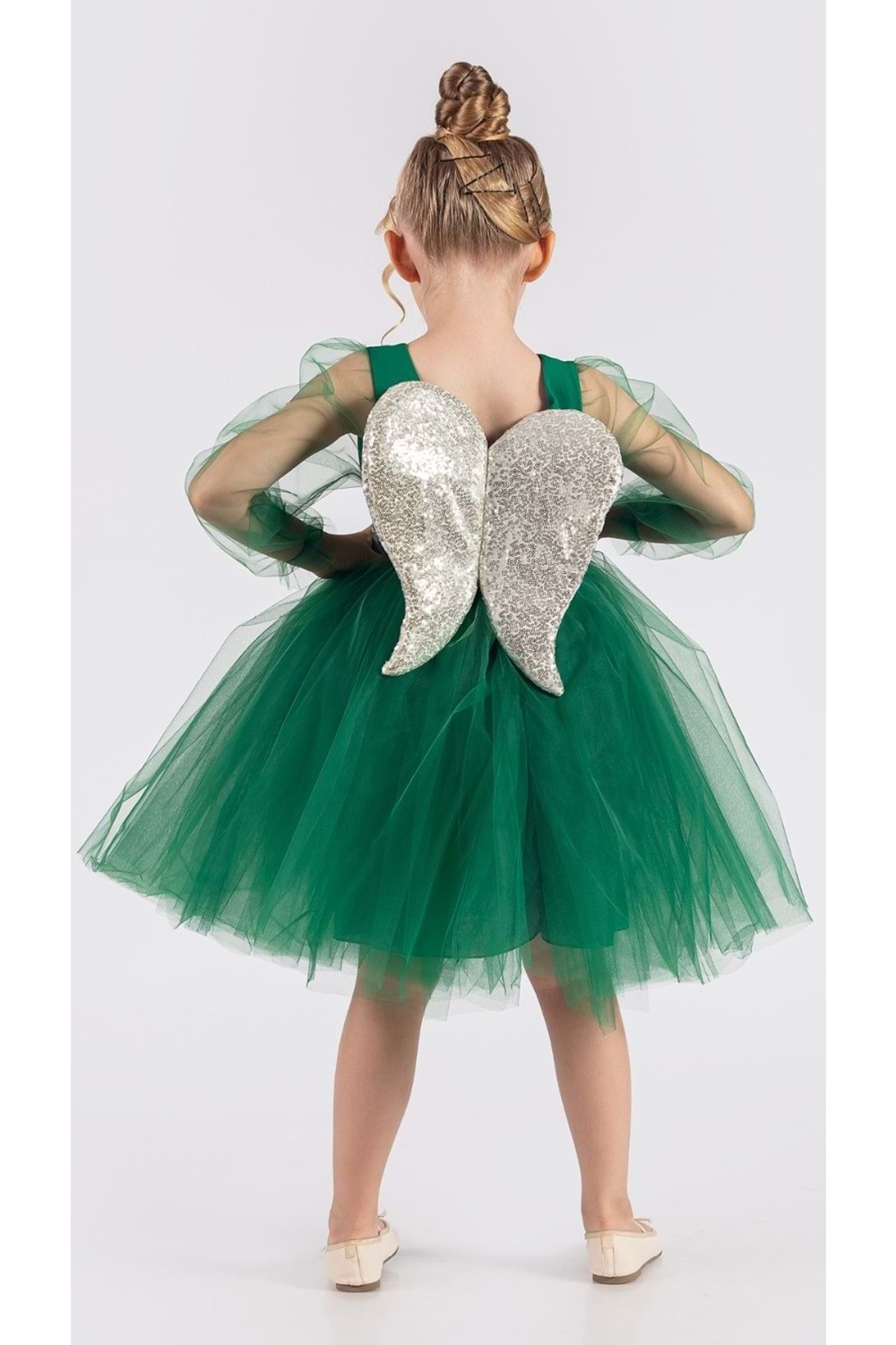 Kanatlı Kız Çocuk Şifon Kol Abiye MNK0534