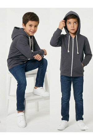 Çocuk İkiiplik Mevsimlik Fermuarlı Kapüşonlu Sweatshirt MNK0540