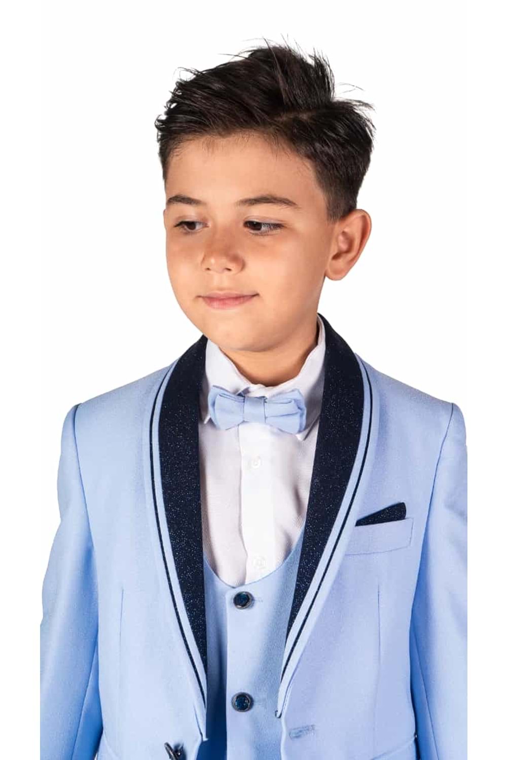 Çocuk Damatlık Yaka Simli Özel Gün Takım Elbise MNK0541