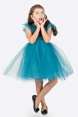 Roza Dantel Tütü Kız Çocuk Abiye Elbise MNK0546