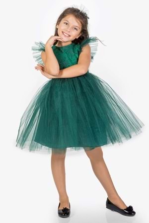 Roza Dantel Tütü Kız Çocuk Abiye Elbise MNK0546