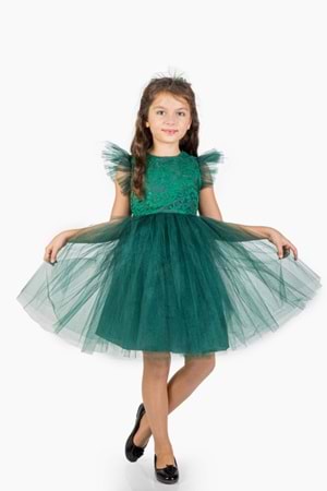 Roza Dantel Tütü Kız Çocuk Abiye Elbise MNK0546