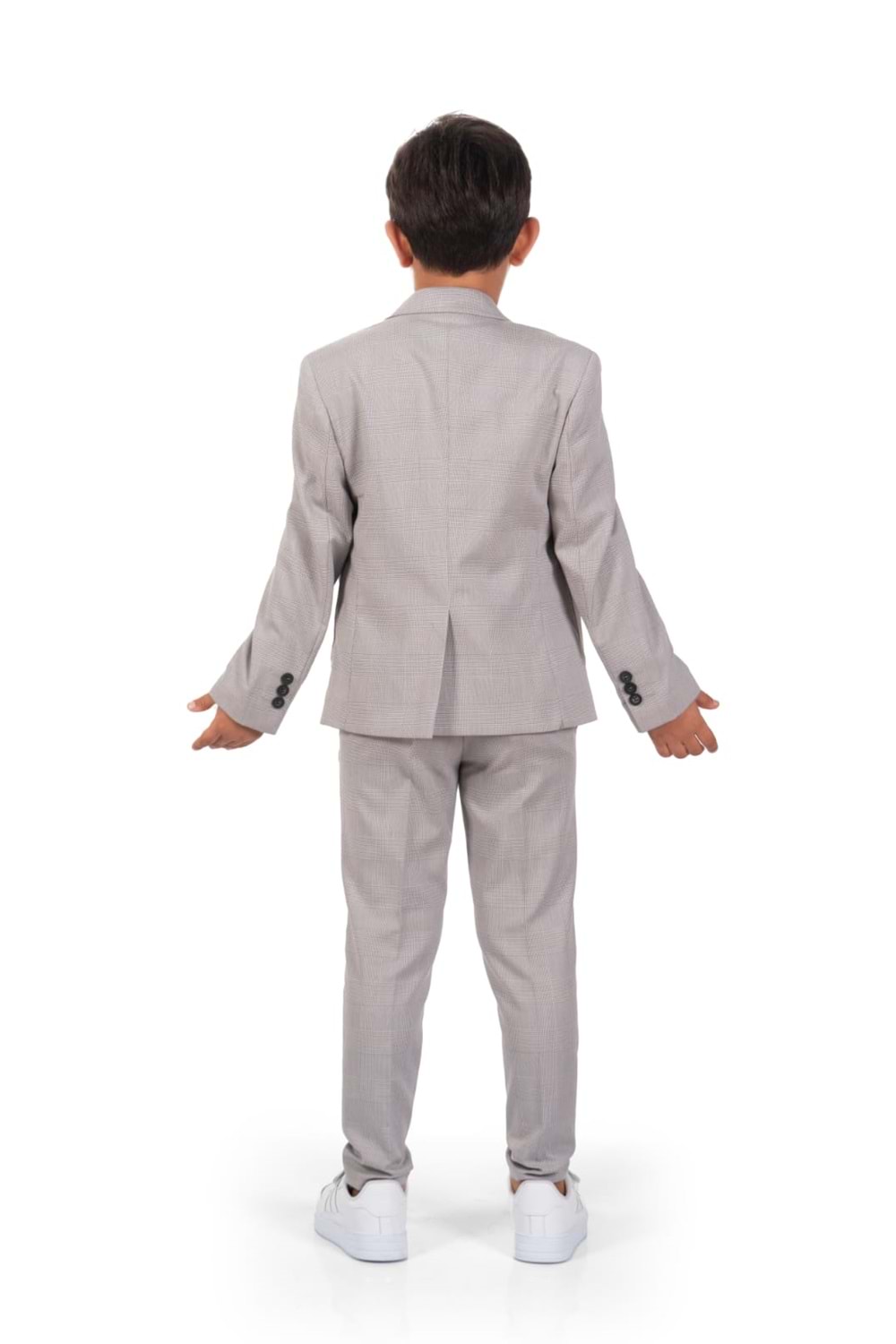 Ekose Desen Spor Erkek Çocuk Ceket, Tişört , Jogger Pantolonlu Takım MNK0549