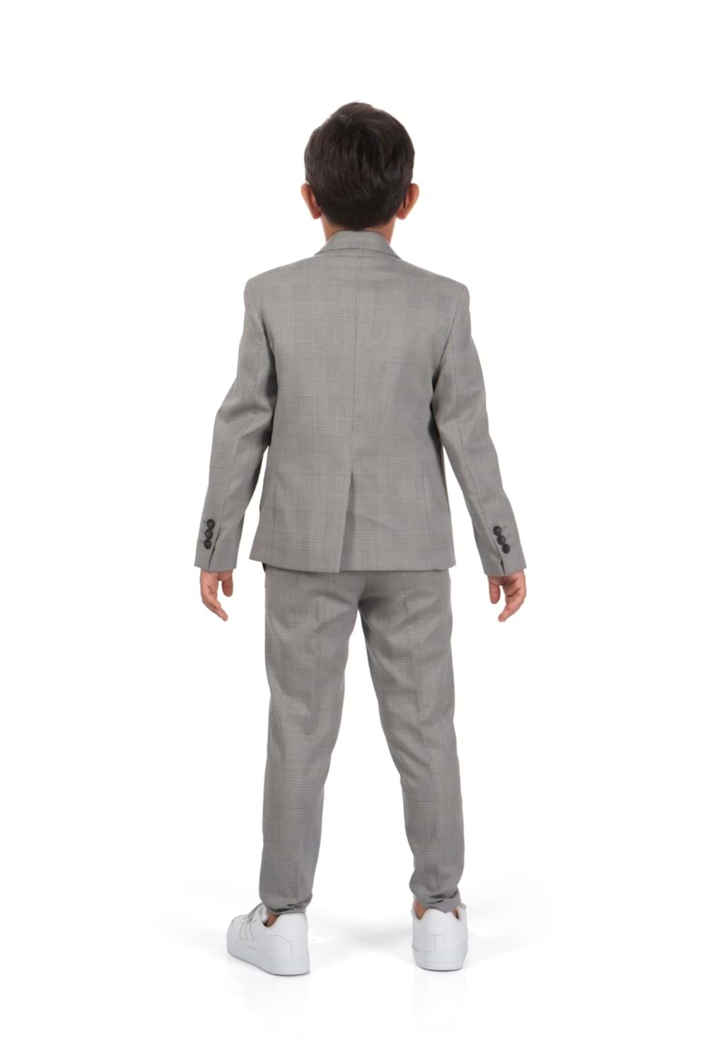 Ekose Desen Spor Erkek Çocuk Ceket, Tişört , Jogger Pantolonlu Takım MNK0549