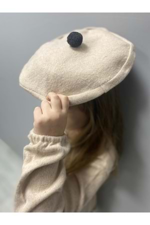 Kaşe Kumaş Şapkalı Kız Çocuk Elbise MNK0559