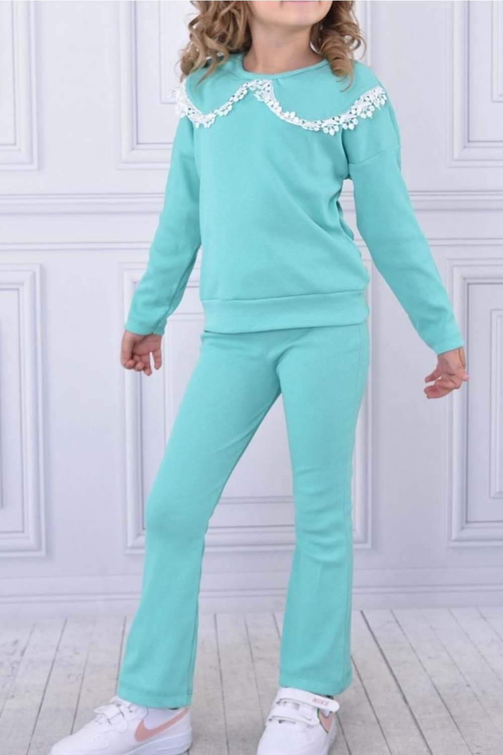 Fisto Yaka Fitilli Kumaş Kız Çocuk Eşofman Takım MNK0569