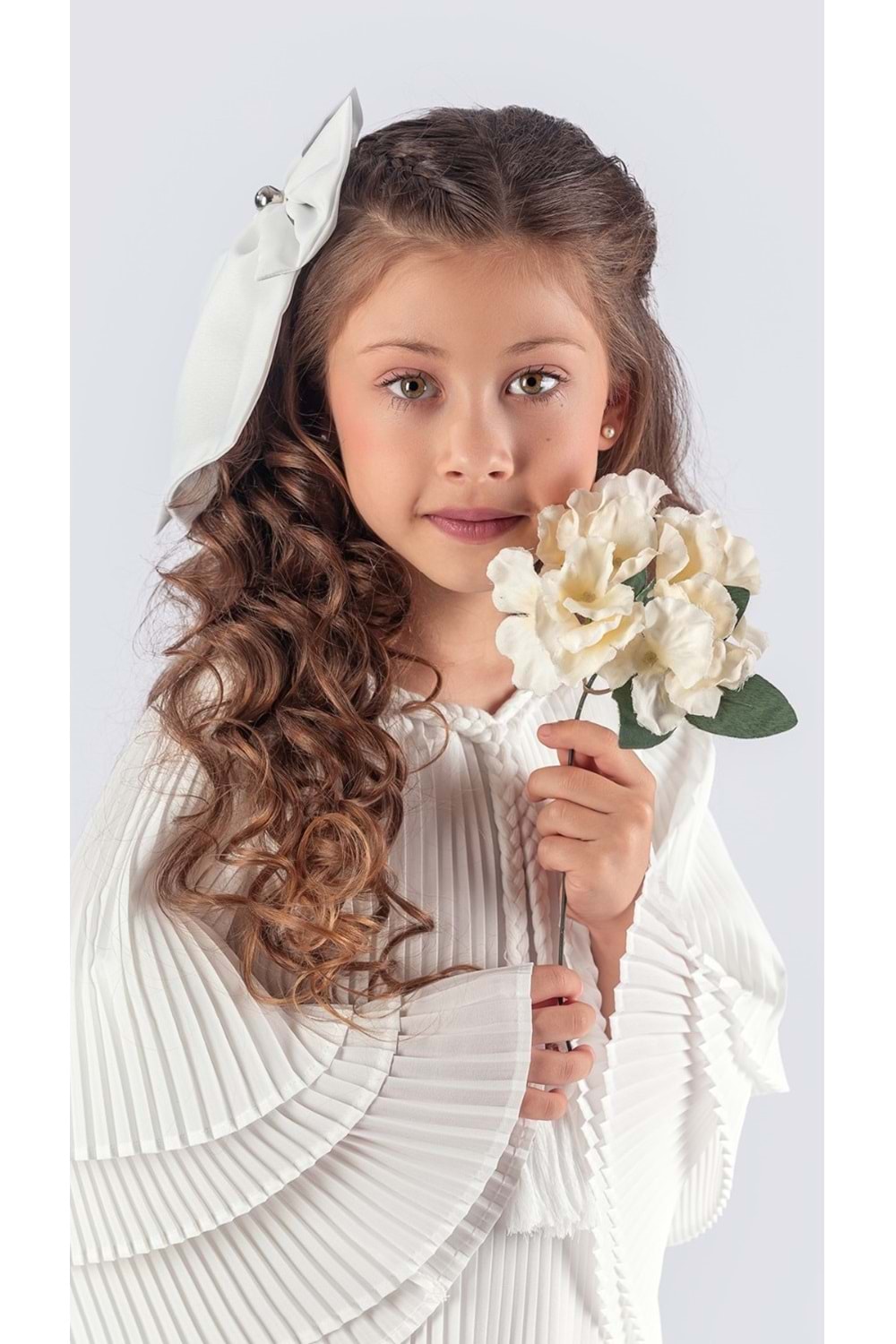 Kız Çocuk Krep Plise Elbise MNK0595