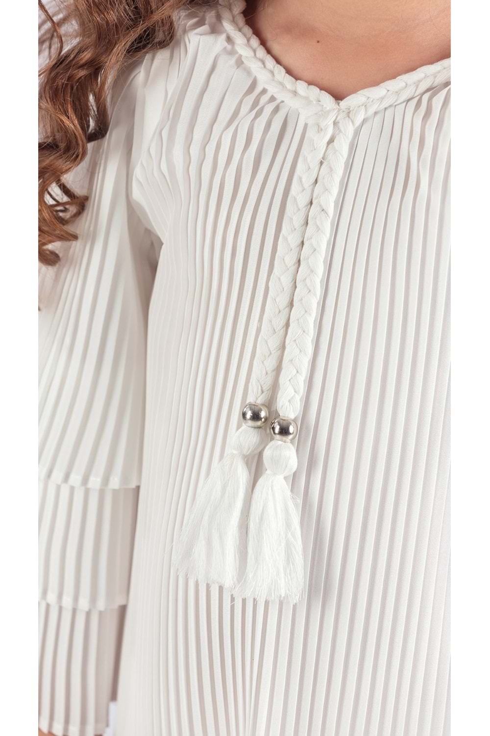 Kız Çocuk Krep Plise Elbise MNK0595