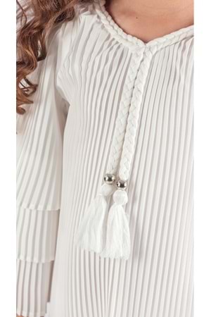 Kız Çocuk Krep Plise Elbise MNK0595