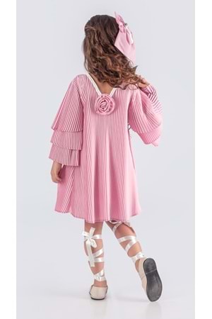 Kız Çocuk Krep Plise Elbise MNK0595