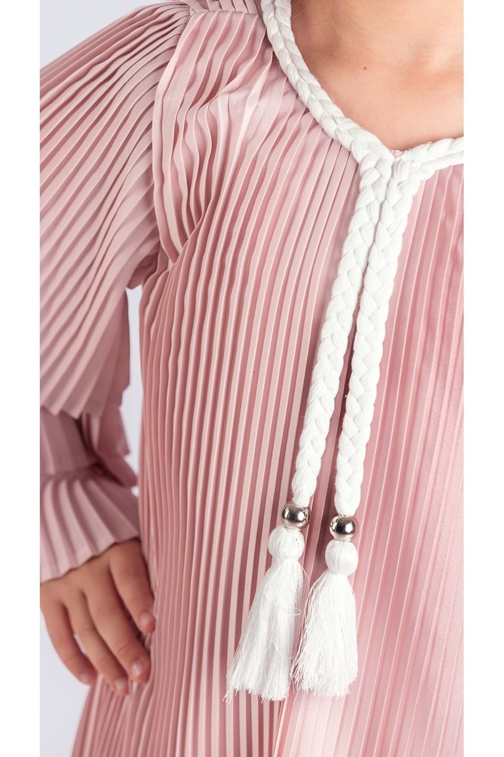 Kız Çocuk Krep Plise Elbise MNK0595